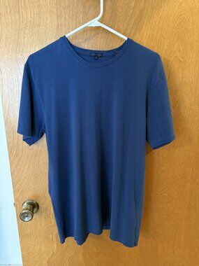 Patrick Assaraf Peruvian Pima Cotton Short Sleeve T Shirt Midnight Blue Large